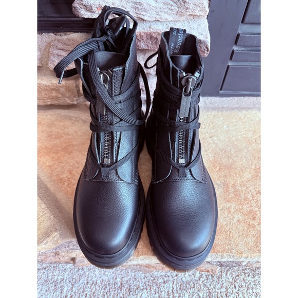 Dr. Martens Jarrik II Black Leather Zip/Laced Lug Platform Boots Women's 8/Men 7 - Picture 2 of 10